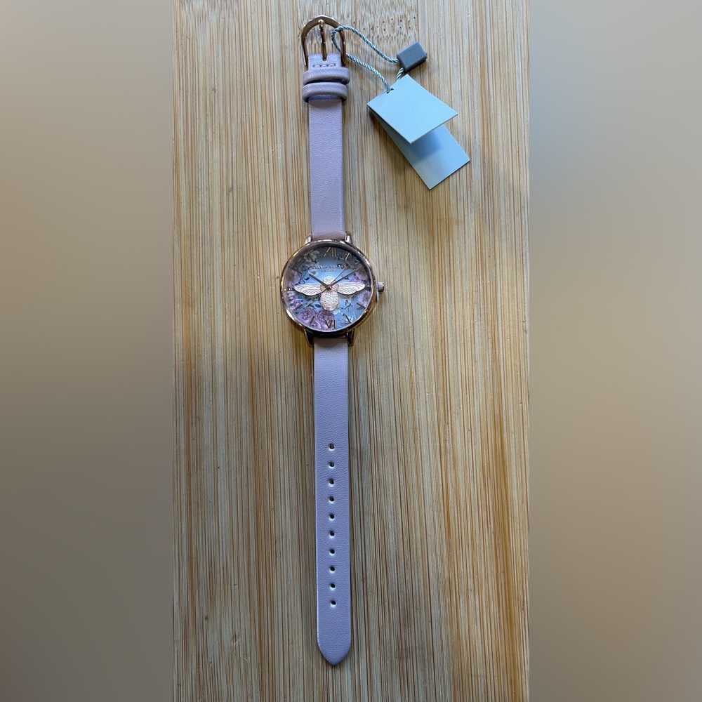 Olivia burton Watch With RoseGold Bee Figurine On 34mm Floral Face - Picture 6 of 9